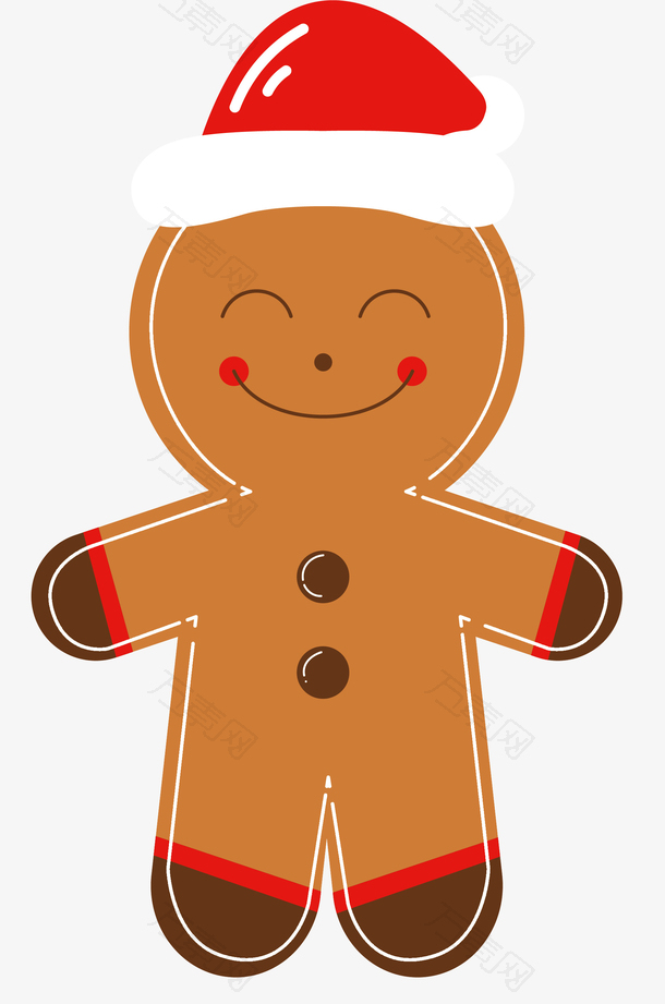 带圣诞帽的姜饼免抠素材