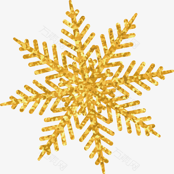 矢量手绘金色雪花装饰