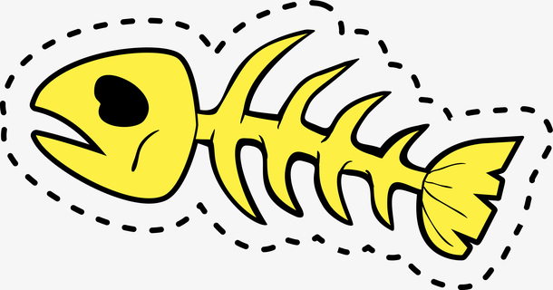卡通金色鱼骨头