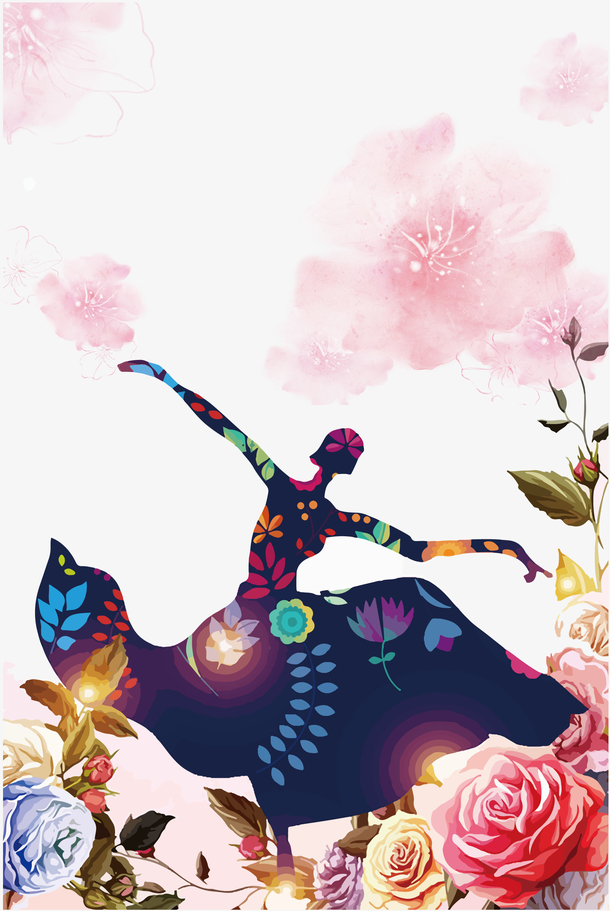 舞蹈的人群剪影