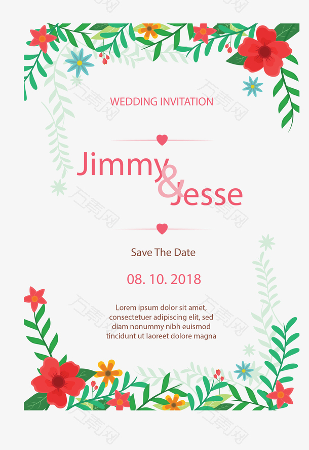 小清新花藤婚礼请帖