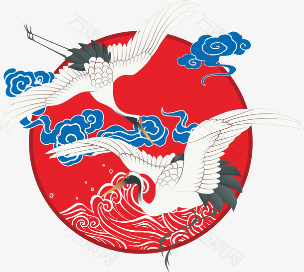 国潮仙鹤元素