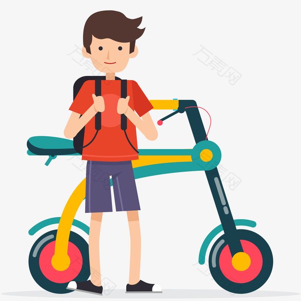 卡通手绘外出踏青男孩插画