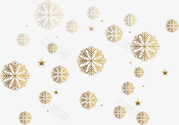 矢量手绘金色雪花
