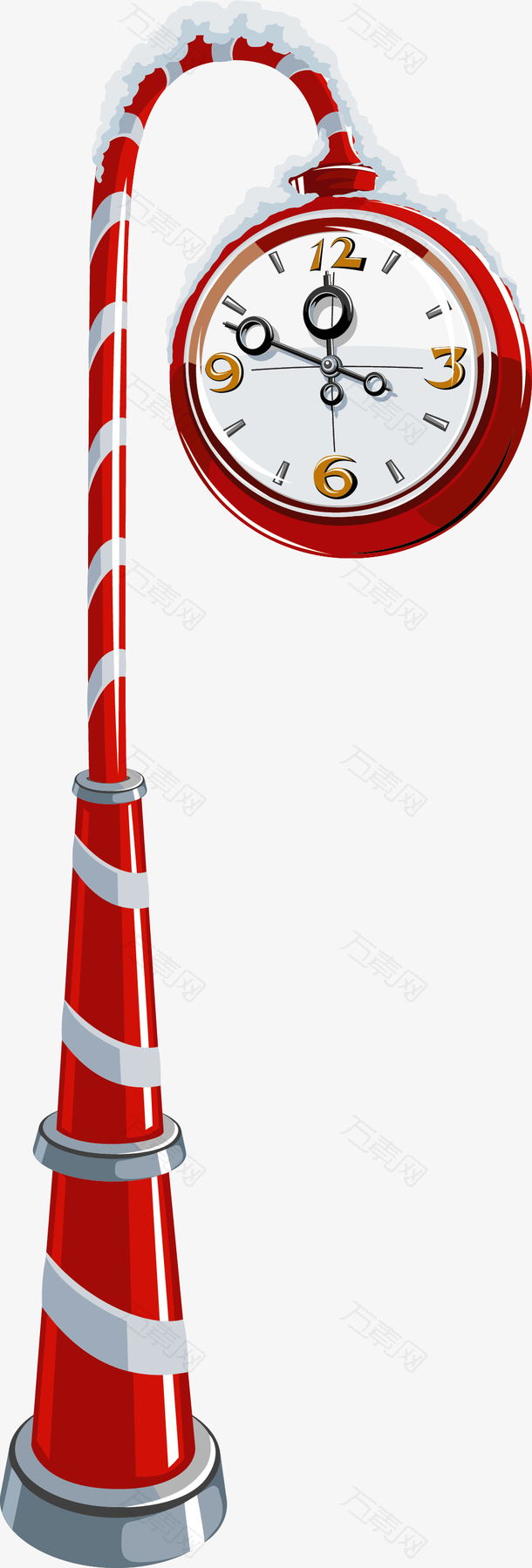 圣诞精致雪花钟表免抠素材