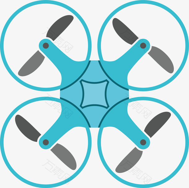 矢量图水彩蓝色无人机