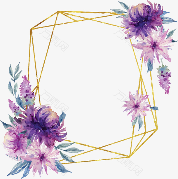 浪漫紫色水彩花朵