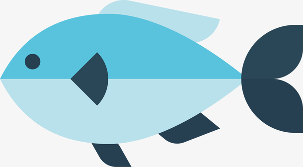 矢量卡通可爱的蓝色鱼