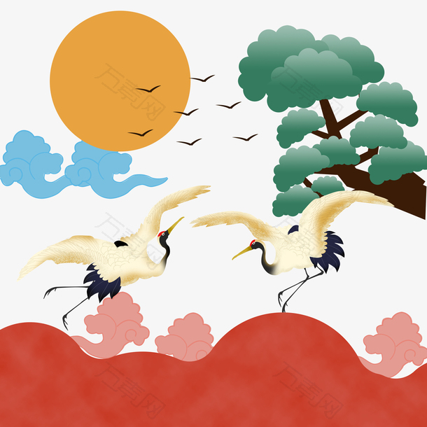 国潮仙鹤素材 1