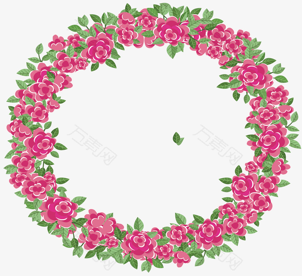 浪漫玫红花藤边框