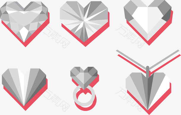 浪漫心形钻石矢量素材