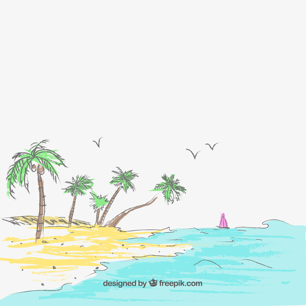 海滩手绘下载