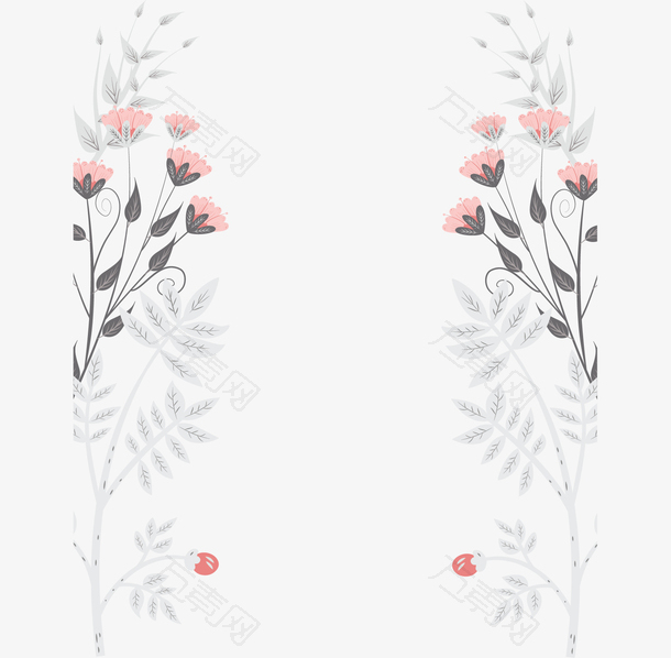 浪漫粉色花朵边框