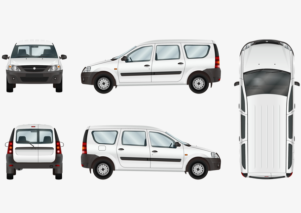 矢量银色商务车