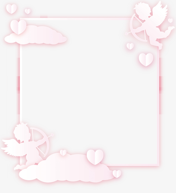 情人节丘比特爱心云朵边框