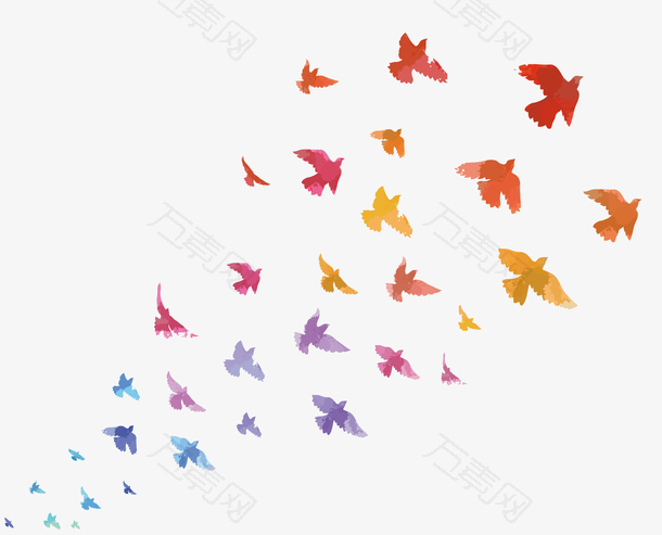 炫彩飞翔的小鸟花纹