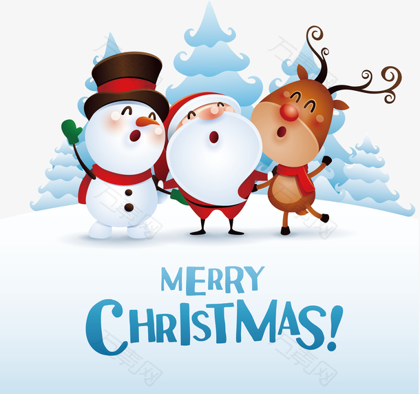 圣诞节圣诞老人雪人麋鹿矢量素材