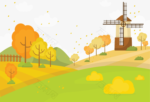 秋天田野美丽风车