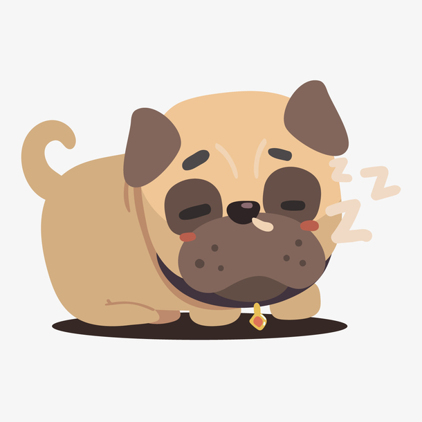 灰色圆弧小狗睡觉元素