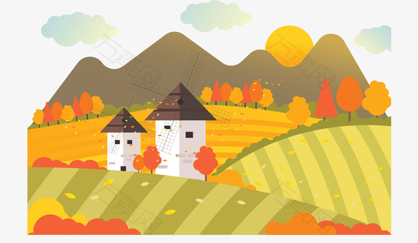 美丽金色秋天农场