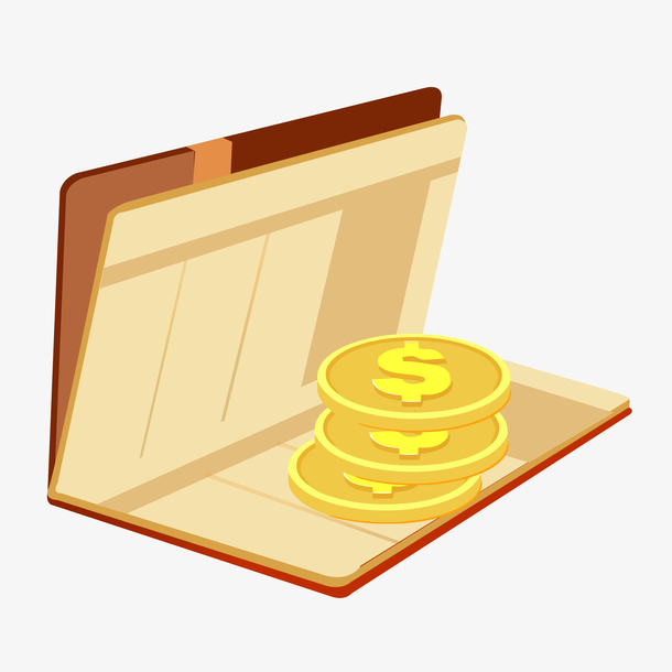 卡通金币和存折设计