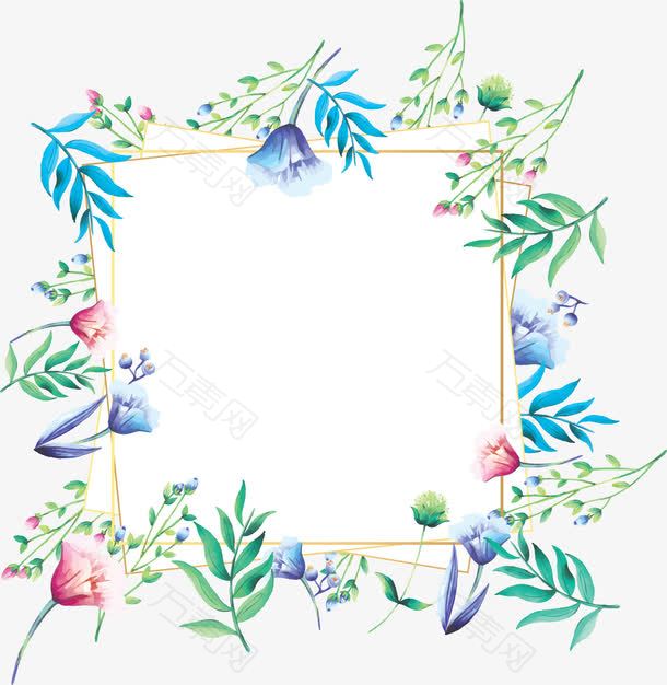 浪漫花朵树叶边框