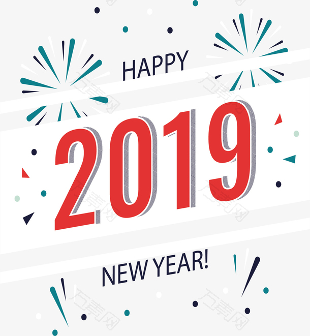 卡通烟花2019新年快乐