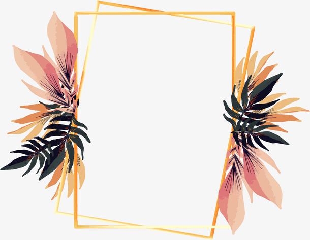 复古树叶边框婚礼请帖