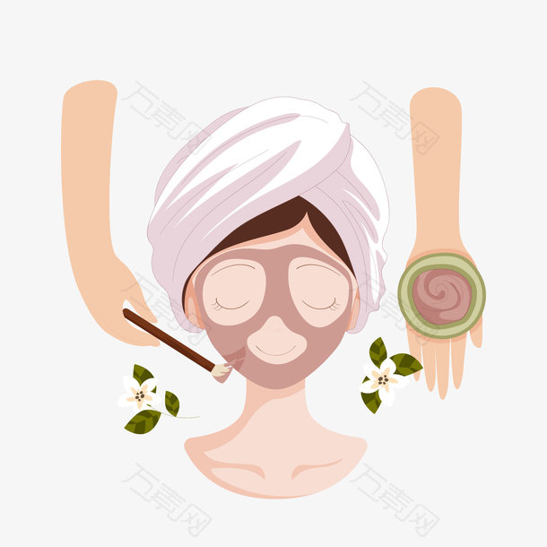 灰色创意敷面膜元素