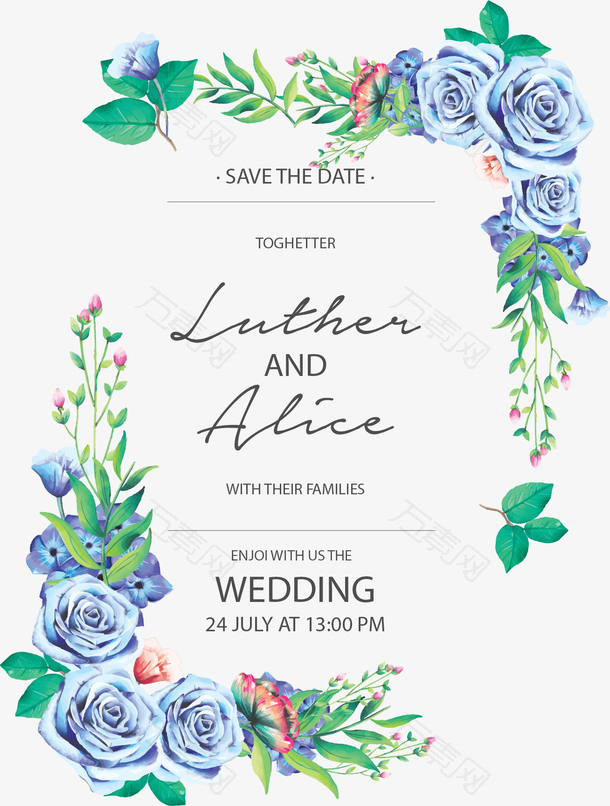 浪漫蓝玫瑰婚礼请帖