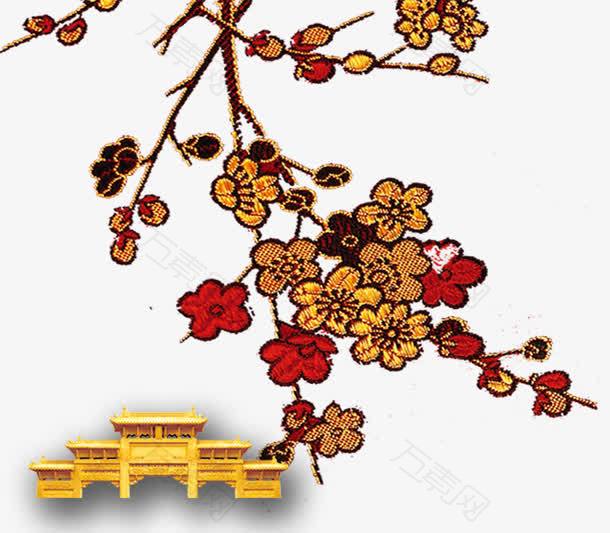 刺绣梅花牌坊