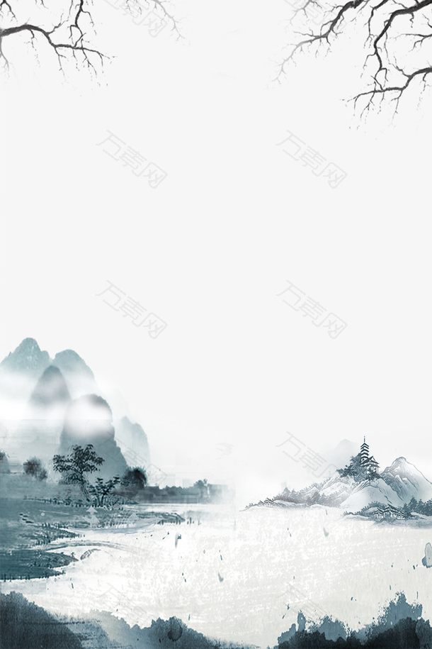 二十四节气之春分手绘水墨山水画