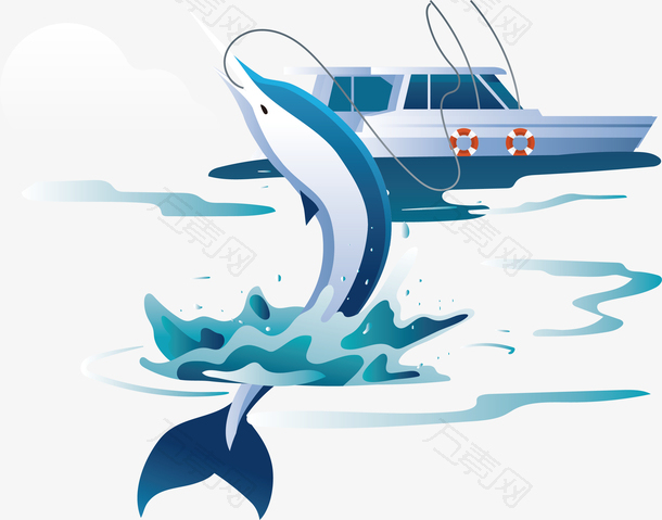卡通休闲海上钓鱼矢量素材