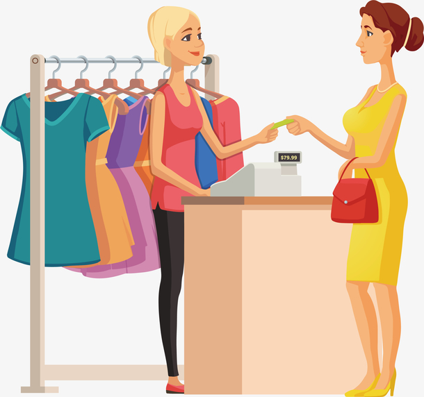 人物逛商场免抠素材