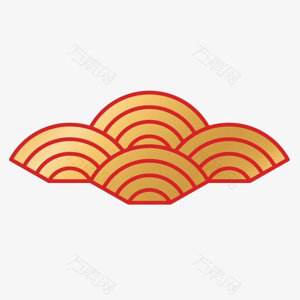 彩色金色祥云装饰图案元素