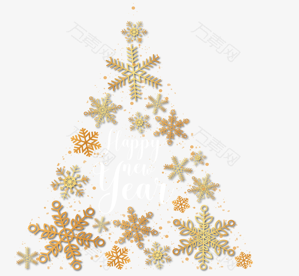 金色雪花拼图圣诞树