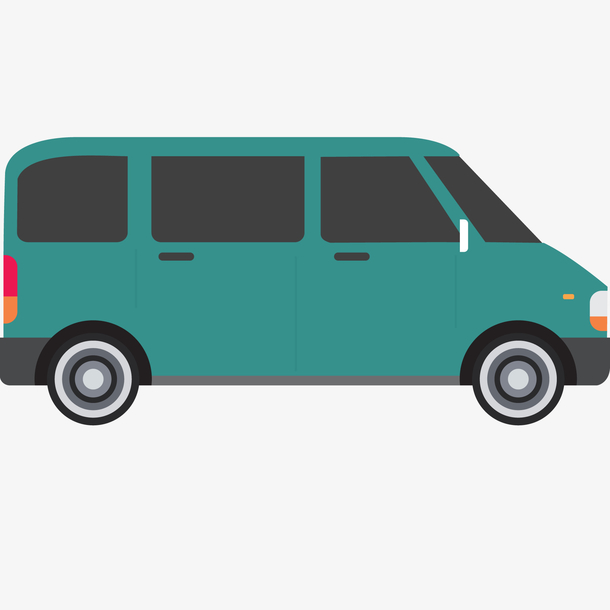 卡通绿色的面包车设计
