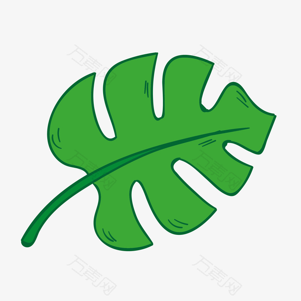 矢量手绘卡通时尚树叶