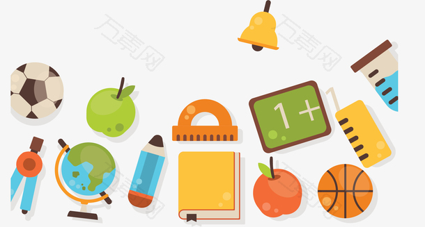 开学日卡通的文具