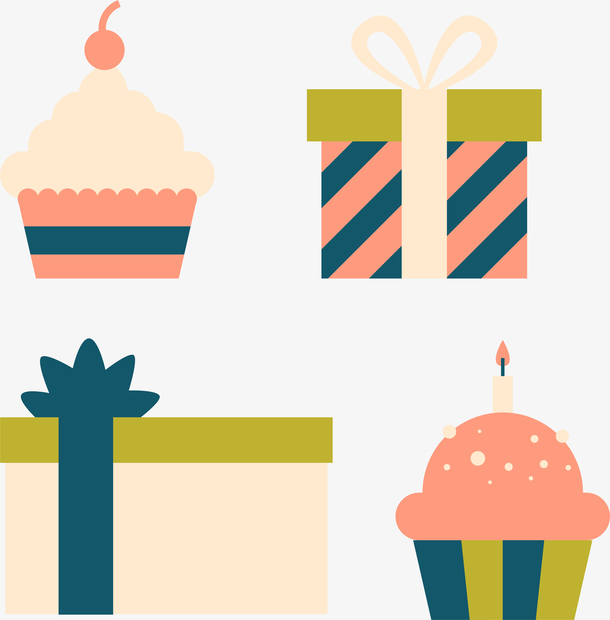 卡通扁平化礼物盒蛋糕