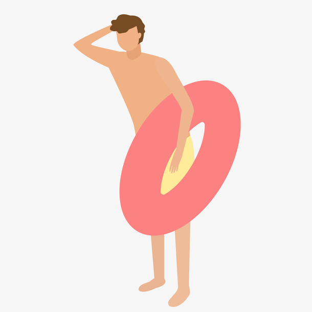 卡通人物带游泳圈素材