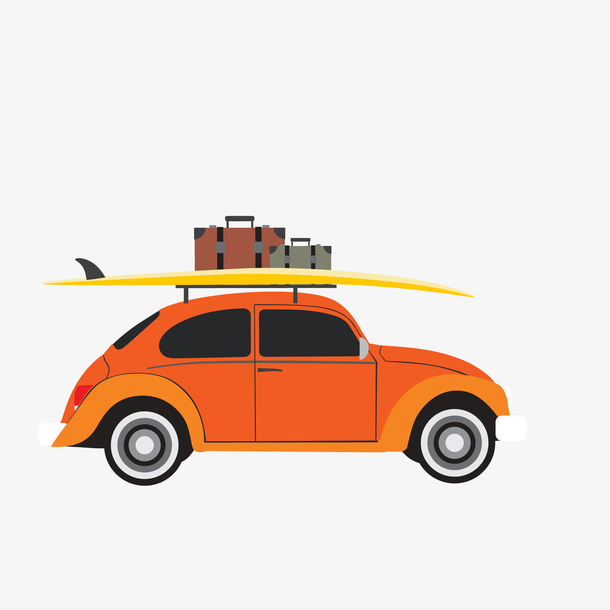 卡通创意自驾游汽车