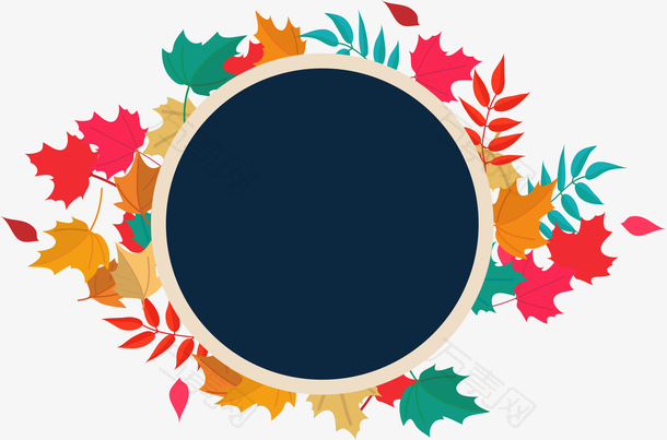 感恩节彩色树叶海报
