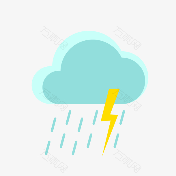 矢量手绘下雨打雷天气