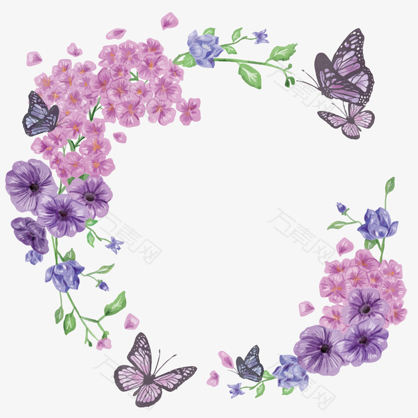 矢量紫色花环