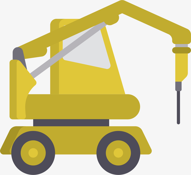 矢量图黄色的电钻机小车