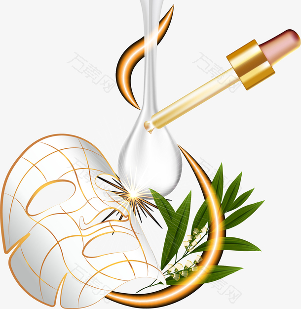 矢量手绘油脂天然护肤面膜效果图