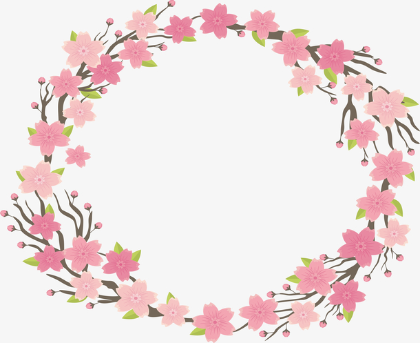 桃花花朵花边框春天矢量素材