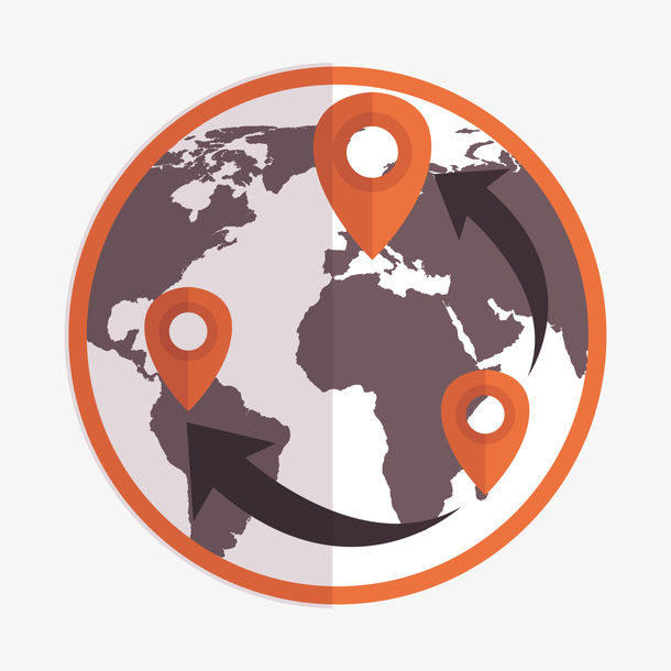 灰色圆形地球定位元素