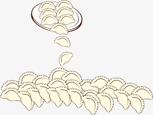 矢量手绘饺子